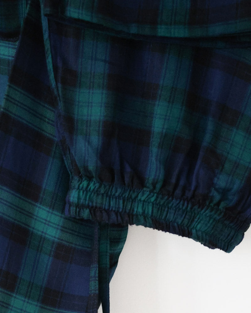 Herren Pyjama blau kariert Flanell