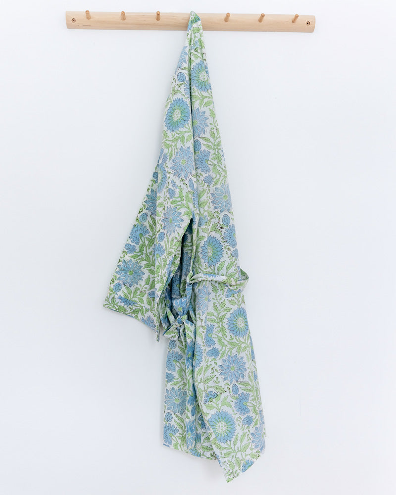 Damen Morgenmantel Kimono grün blau