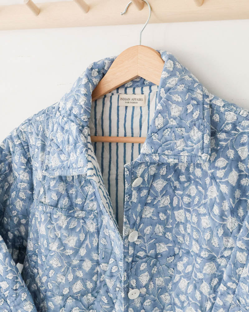 Damen Steppjacke blau gemustert