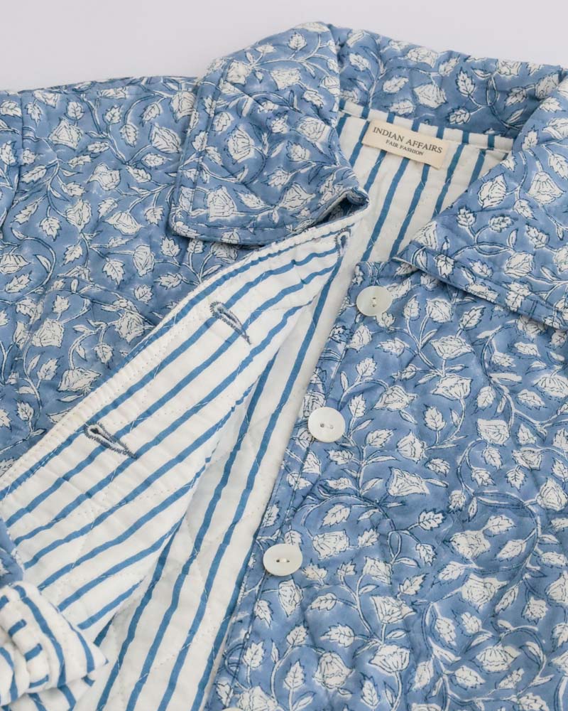 Damen Steppjacke blau gemustert