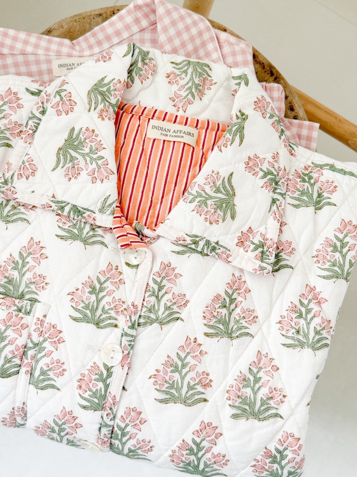 Damen Steppjacke Loungewear rosa Blumen