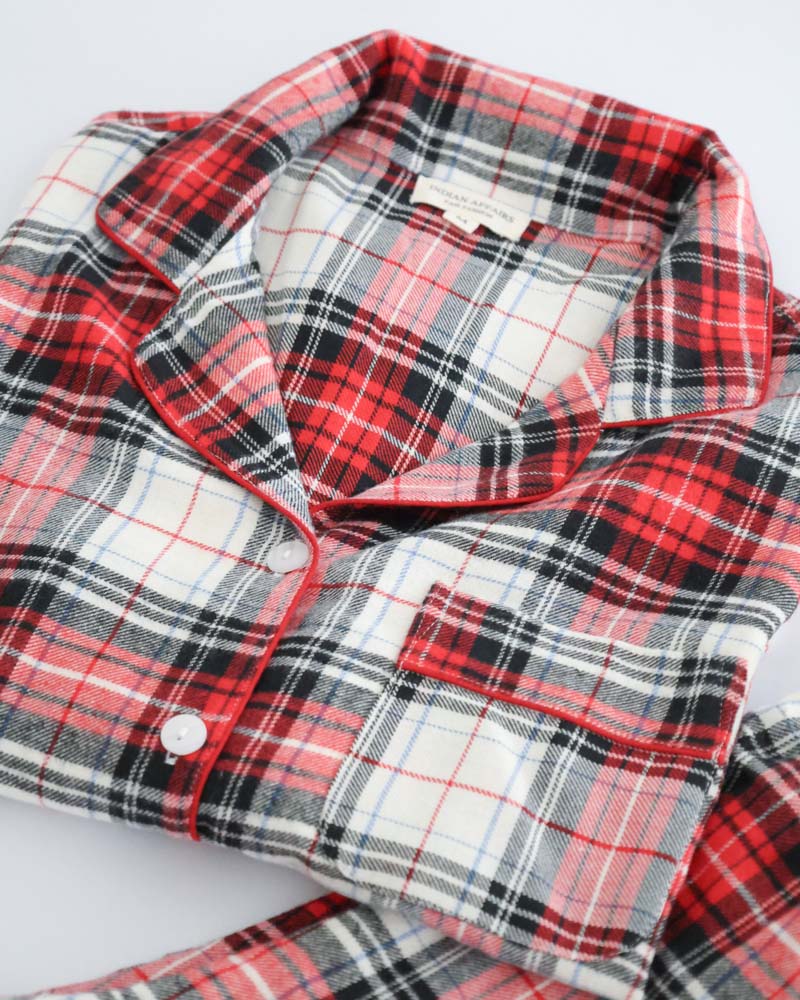 Damen Pyjama kariert Flanell