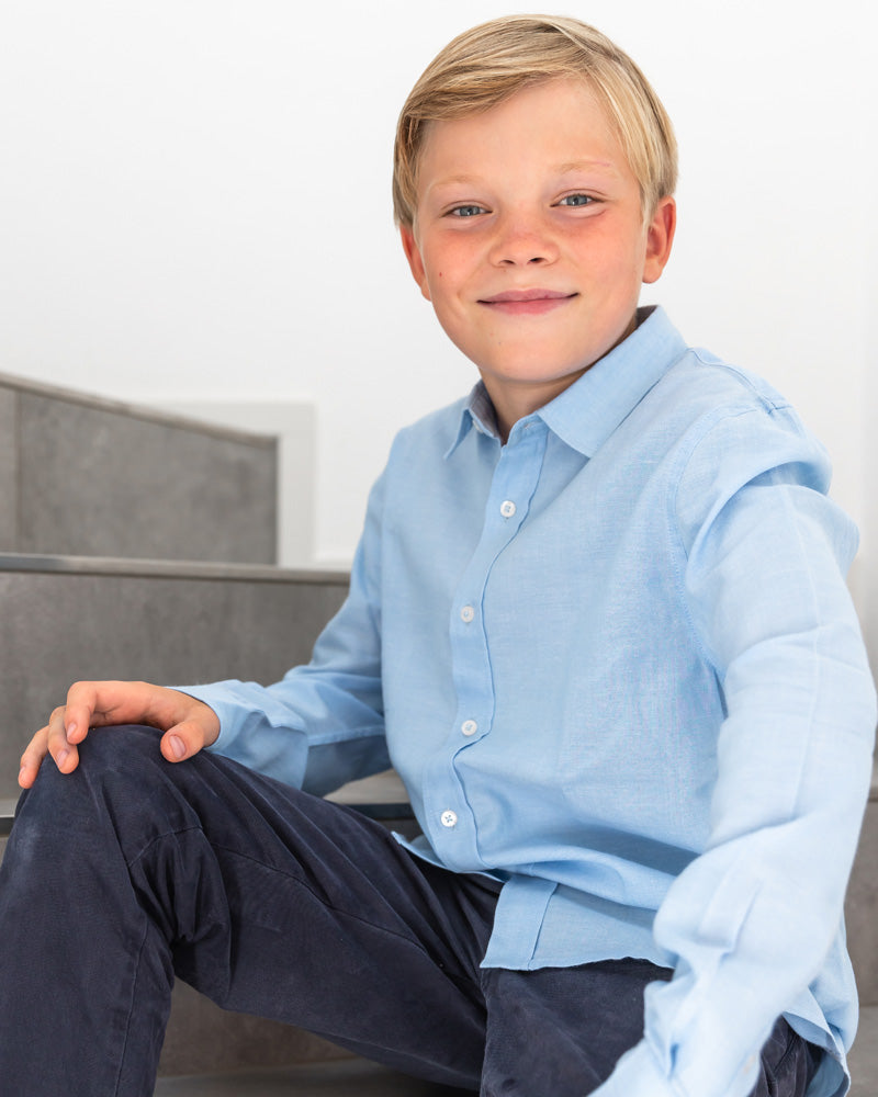 Jungen-Hemd blau einfarbig