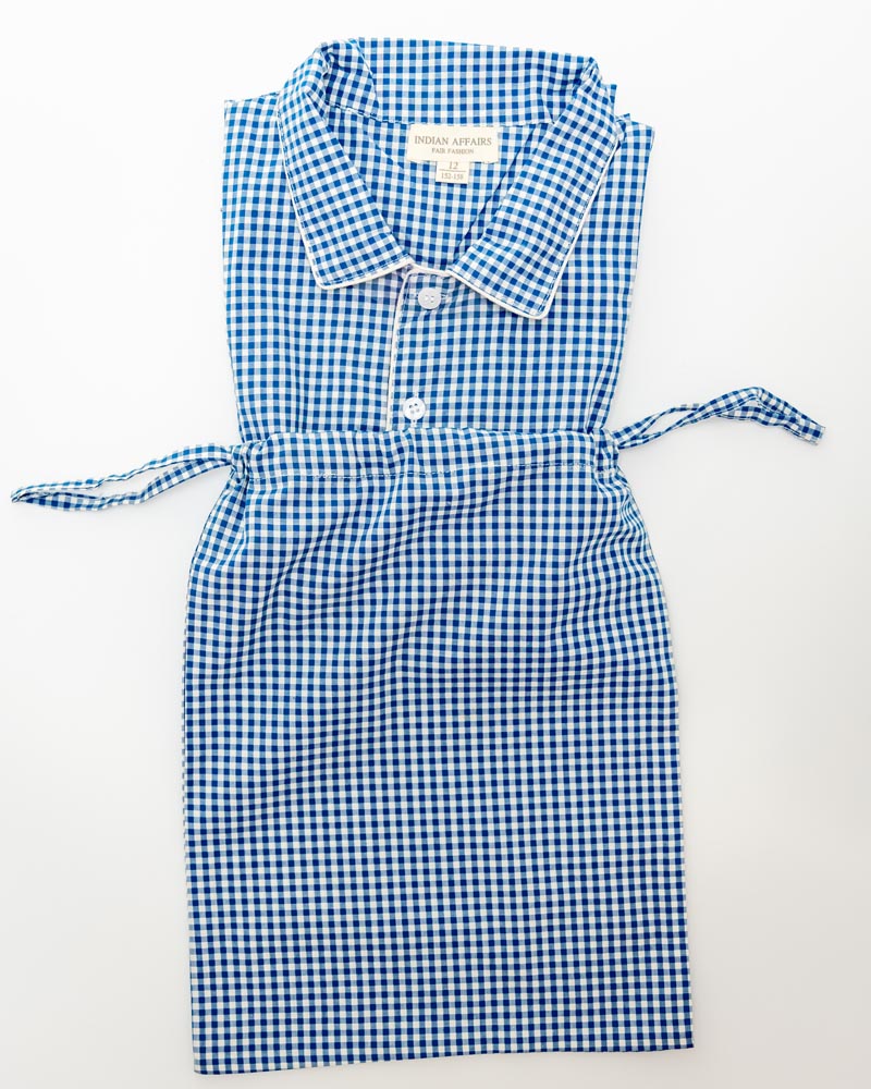 Unisex Pyjama blau kariert