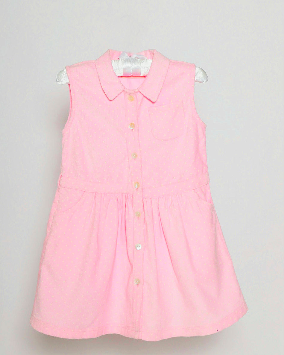 Mädchenkleid Cord Rosa Polkadots