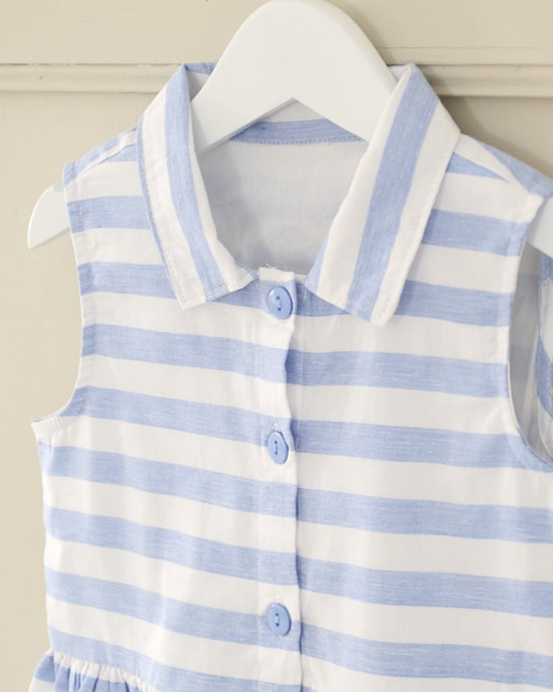 Mädchenkleid blau gestreift ärmellos