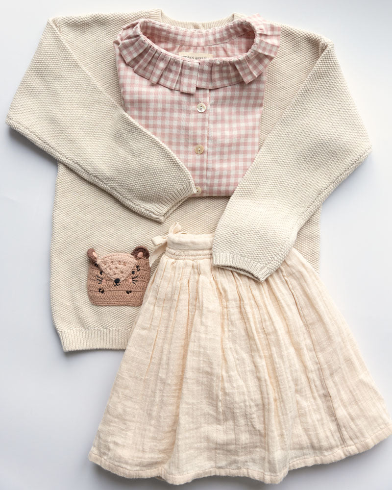 Mädchenrock beige Baumwolle Musselin