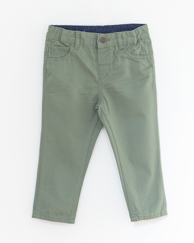 Unisex Chino Hose khaki-grün Baumwolle