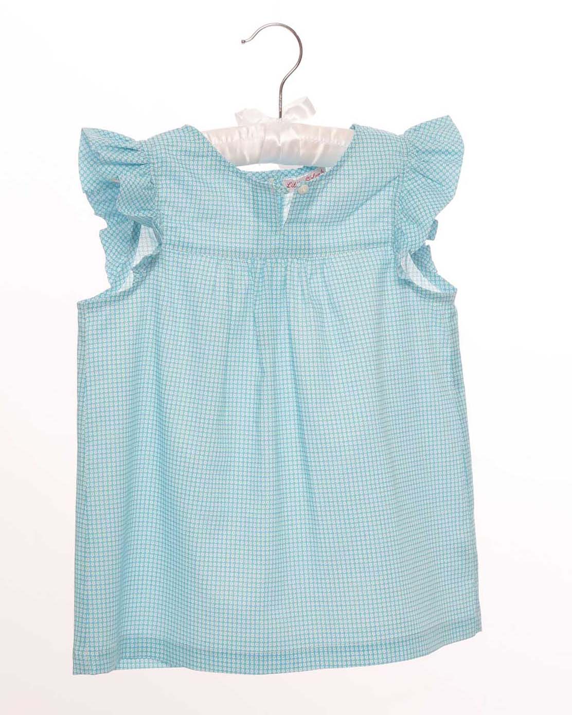 Mädchenbluse Türkis Kurzärmelig