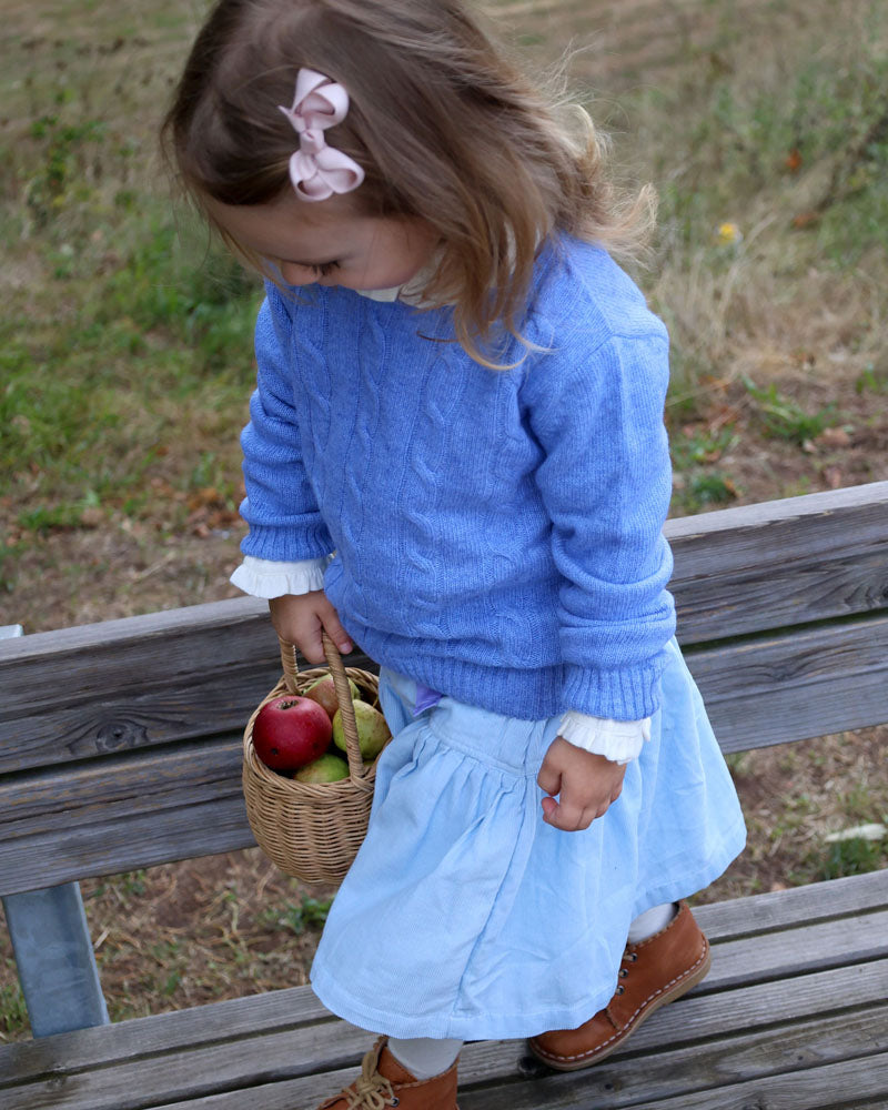 Mädchen Pullover Mittelblau Wolle