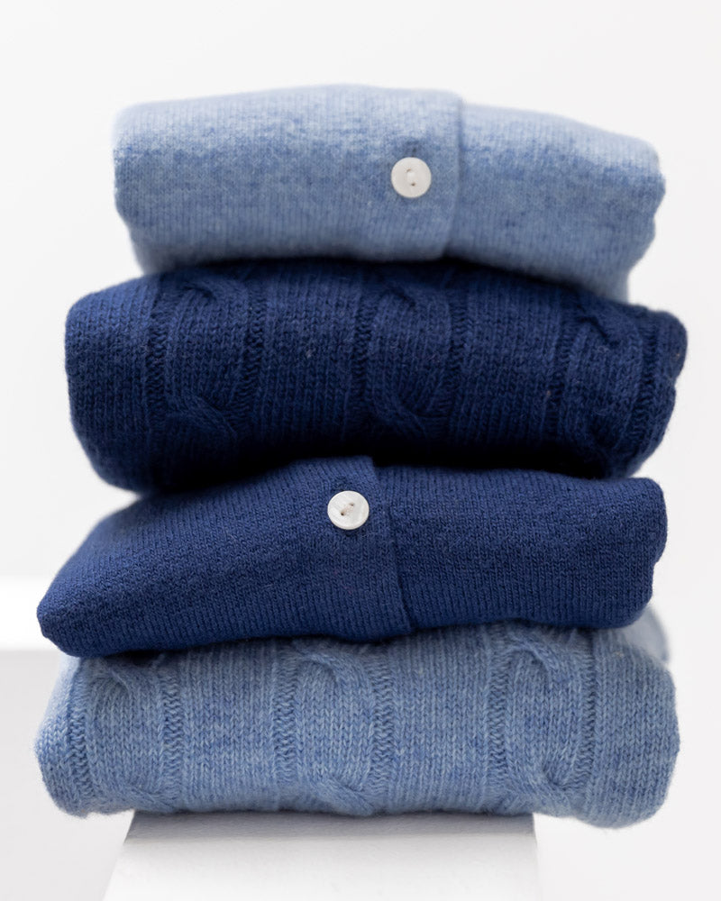 Mädchen-Strickjacke Dunkelblau Wolle