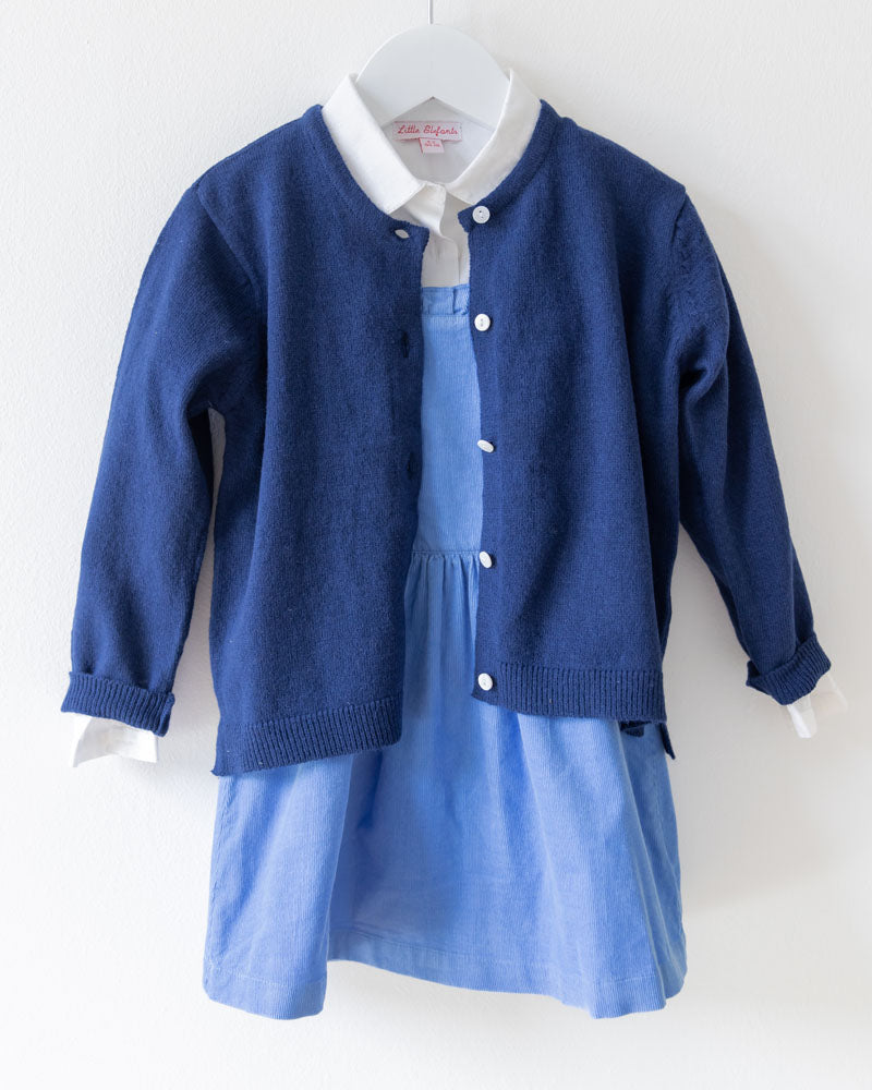 Mädchen-Strickjacke Dunkelblau Wolle