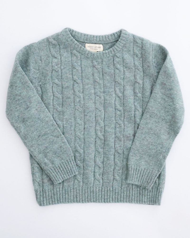 Unisex Pullover grün melange Wolle