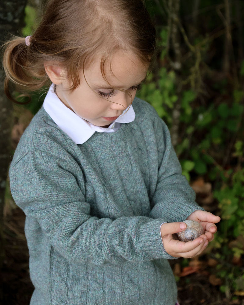 Unisex Pullover grün melange Wolle