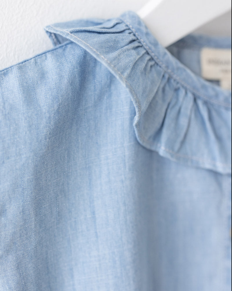 Mädchen Bluse blau ärmellos