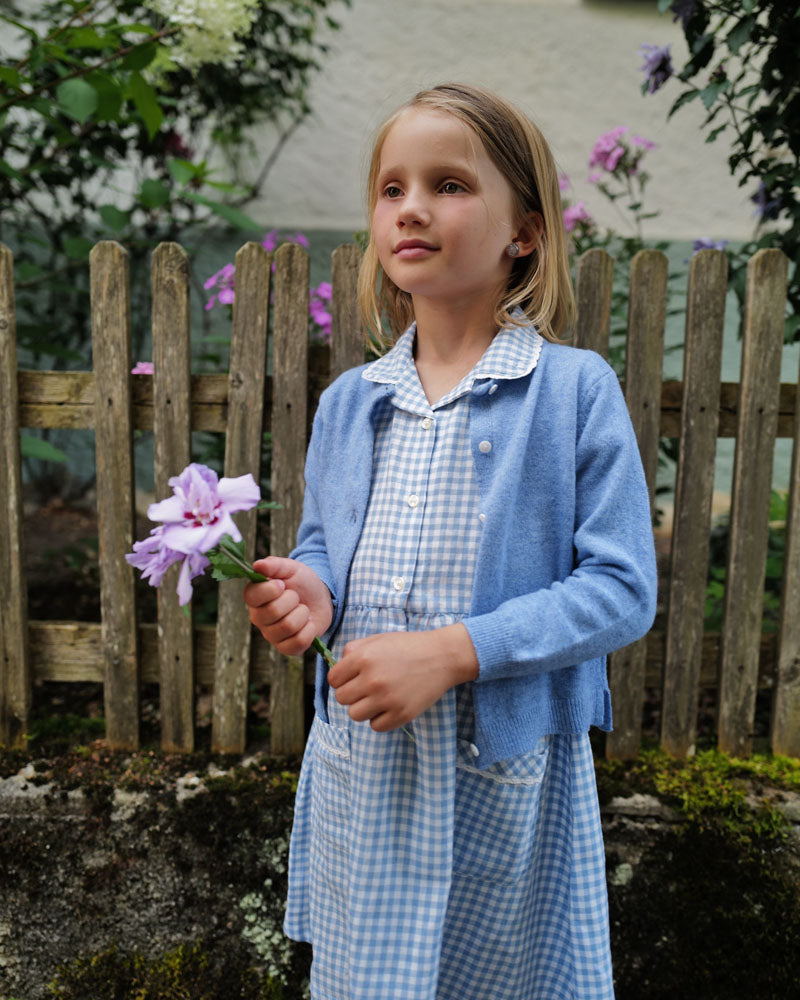 Mädchenkleid hellblau Vichy
