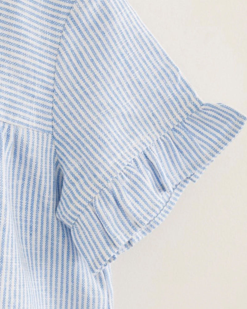 Mädchen Leinenkleid blau gestreift