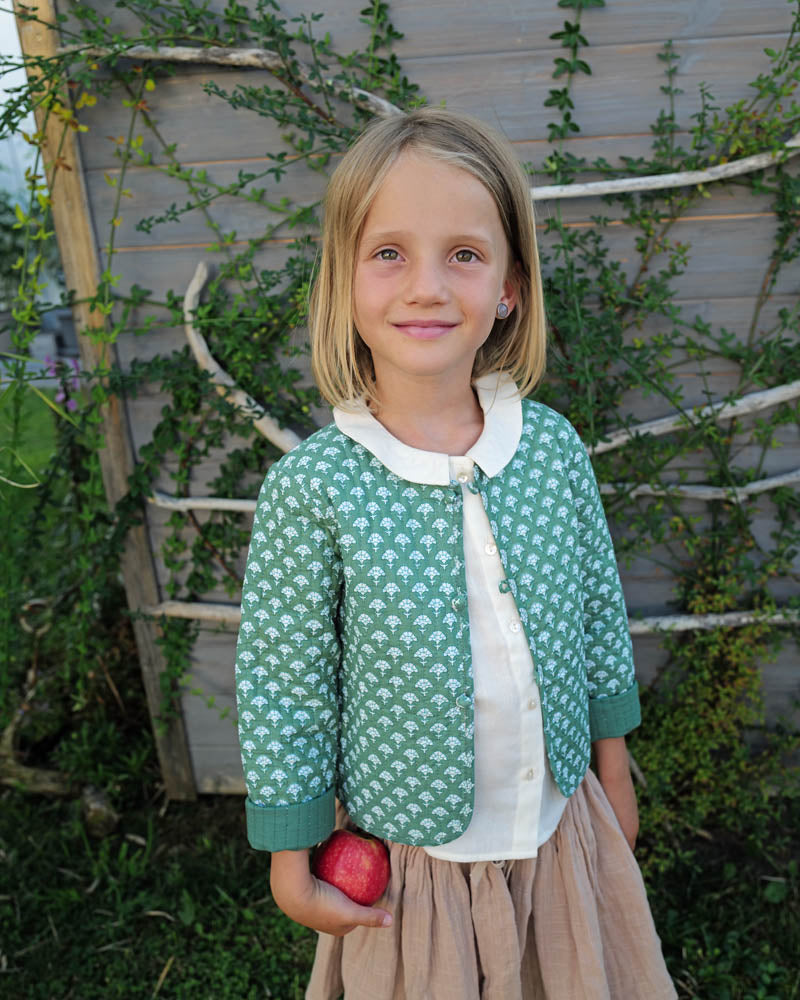 Mädchen Steppjacke grün gemustert