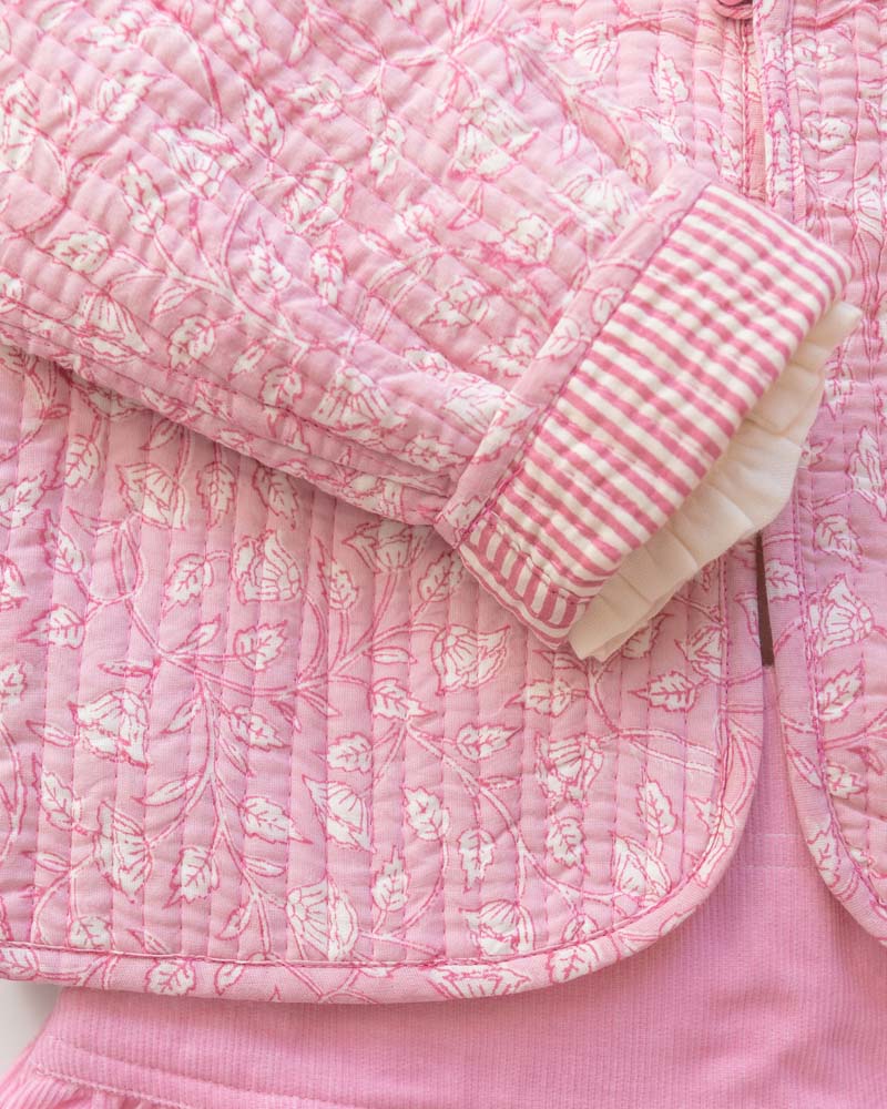 Mädchen Steppjacke rosa gemustert