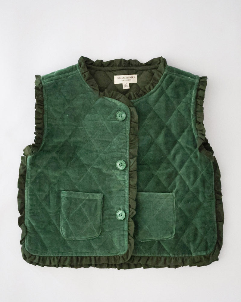 Mädchen Rüschen Steppweste grün