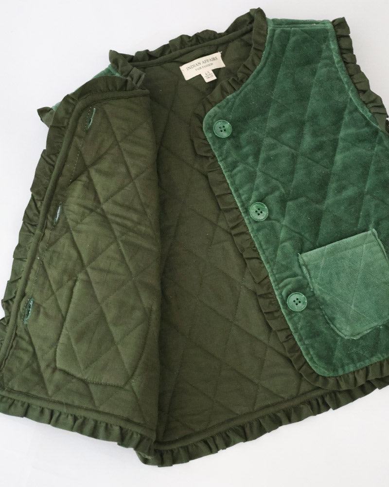 Mädchen Rüschen Steppweste grün