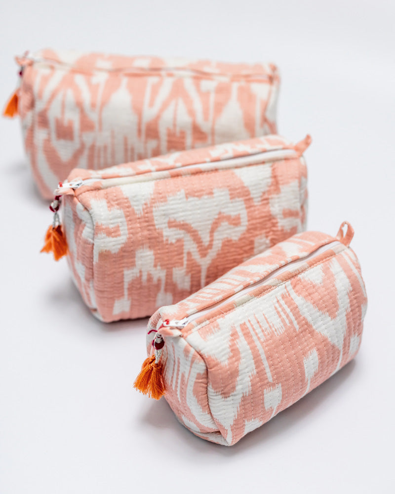 Kosmetiktaschen 3er Set Ikat rosa