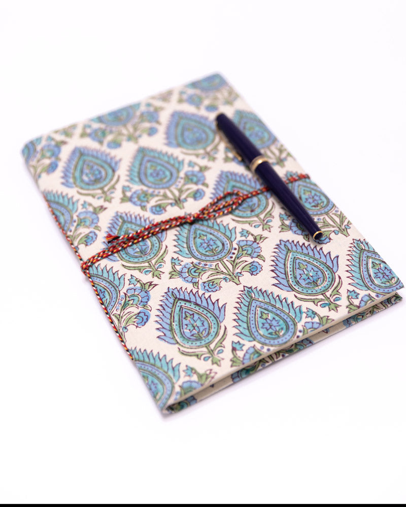 Notizbuch blau Blumenmotiv