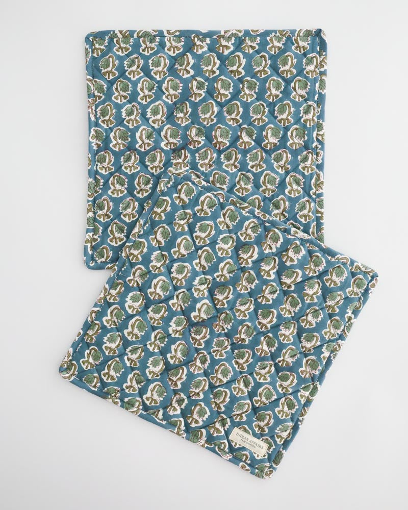 Topflappen 2er Set grün gemustert