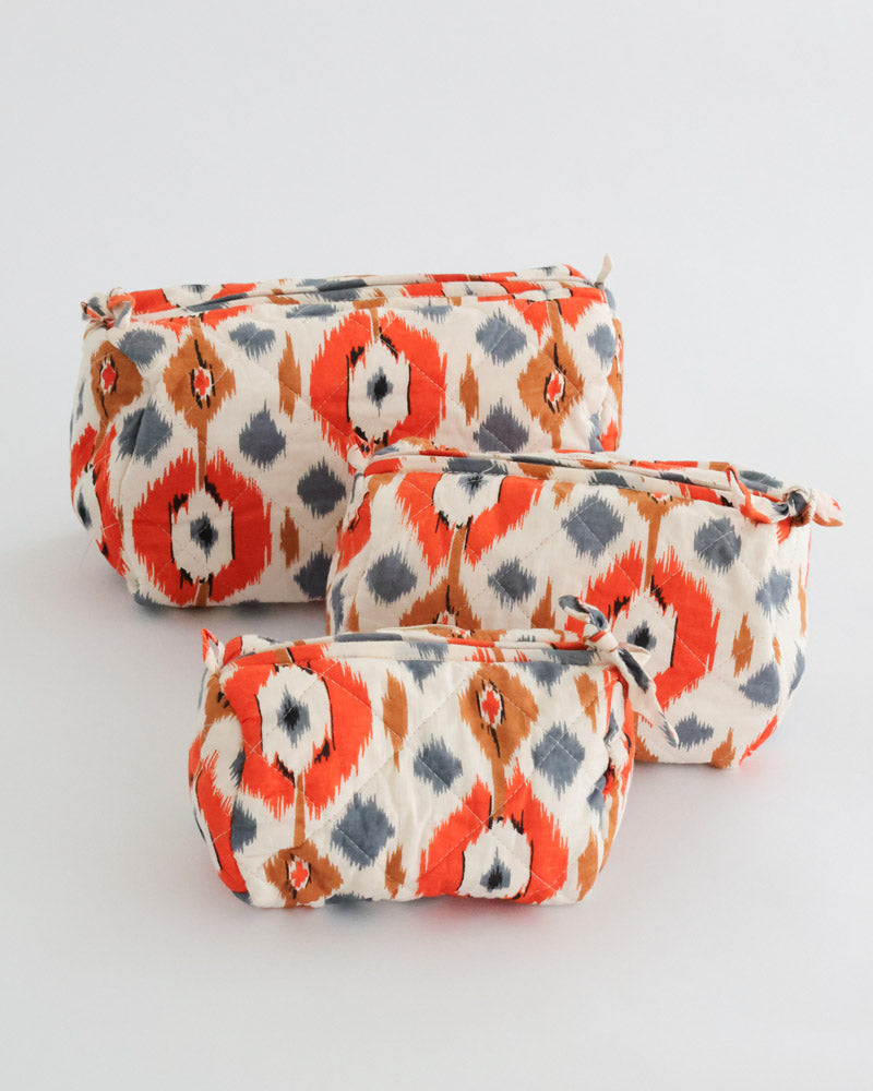 Waschbeutel 3er Set Ikat bunt