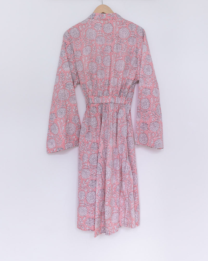 Damen Morgenmantel Kimono tailliert geblümt