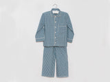 Unisex Pyjama blau kariert