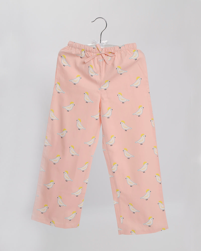 Mädchen-Pyjama rosa Vogelmotiv