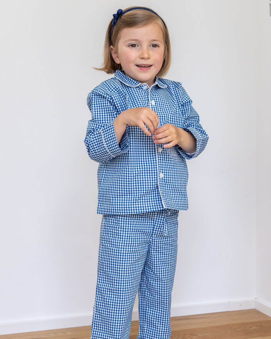 Unisex Pyjama blau Karo