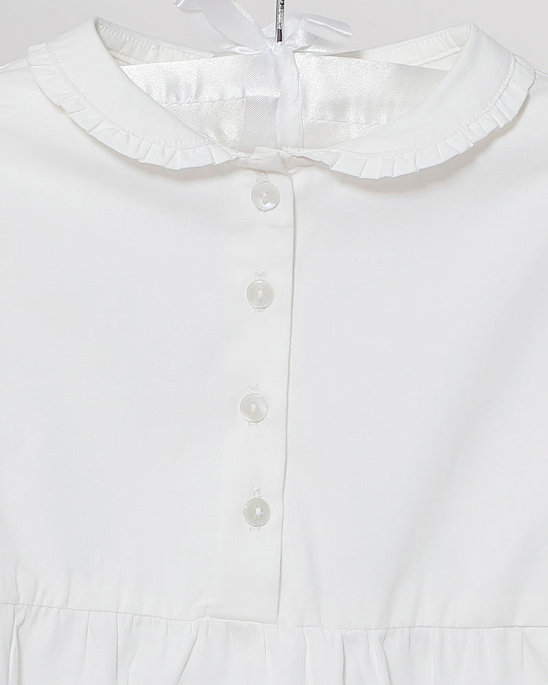 Mädchenbluse weiss Rüschenkragen