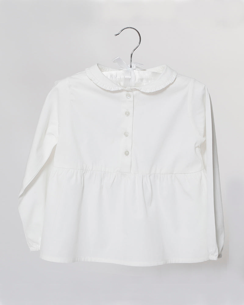 Mädchenbluse weiss Rüschenkragen