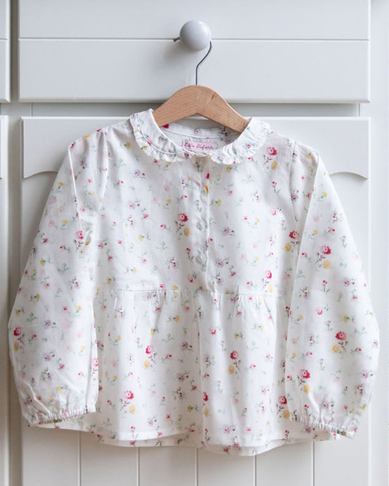 Mädchenbluse geblümt Rüschenkragen