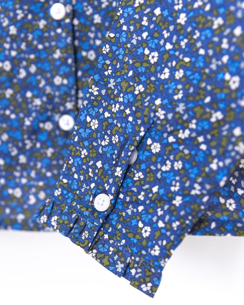 Mädchenbluse Streublumen mit Volantkragen