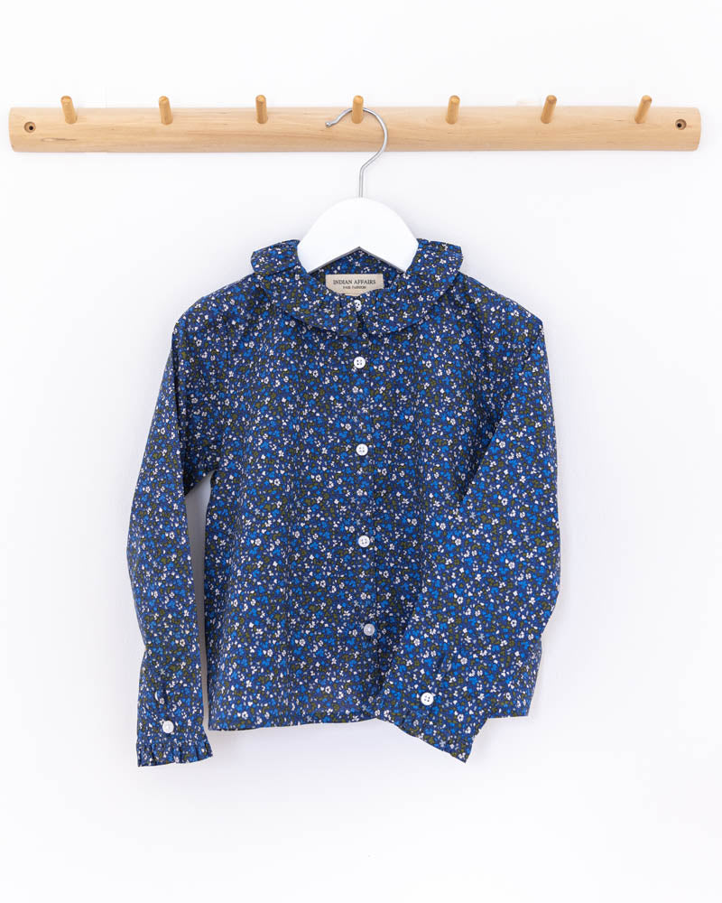 Mädchenbluse Streublumen mit Volantkragen