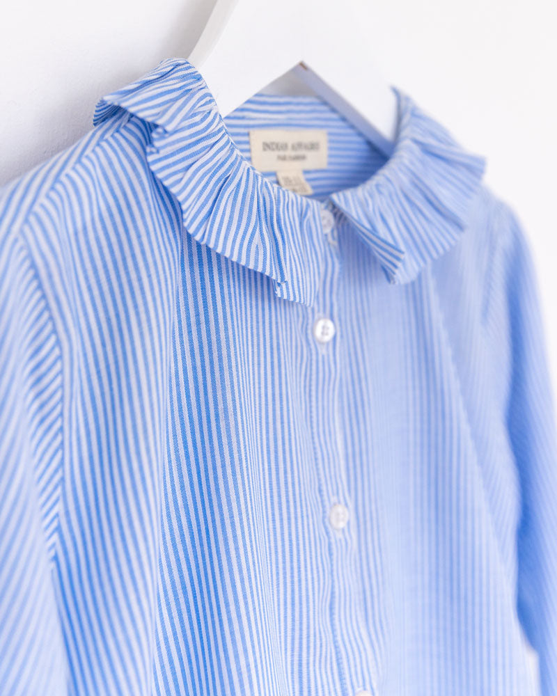 Mädchenbluse gestreift mit Volantkragen