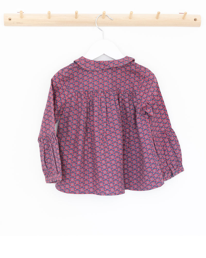 Mädchenbluse pink gemustert