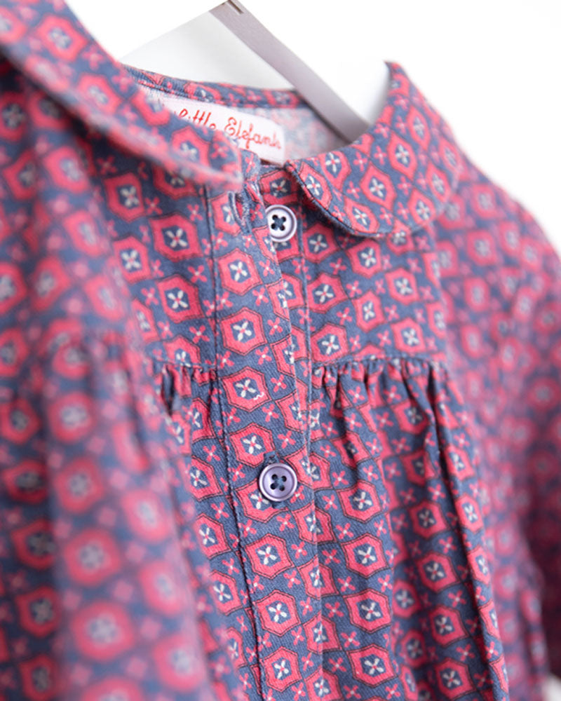 Mädchenbluse pink gemustert