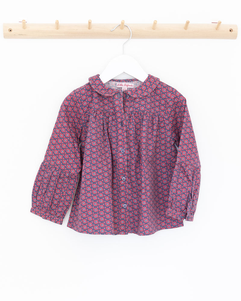 Mädchenbluse pink gemustert