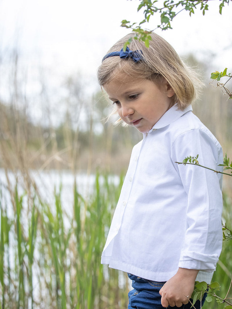 Mädchenbluse weiss Rundkragen
