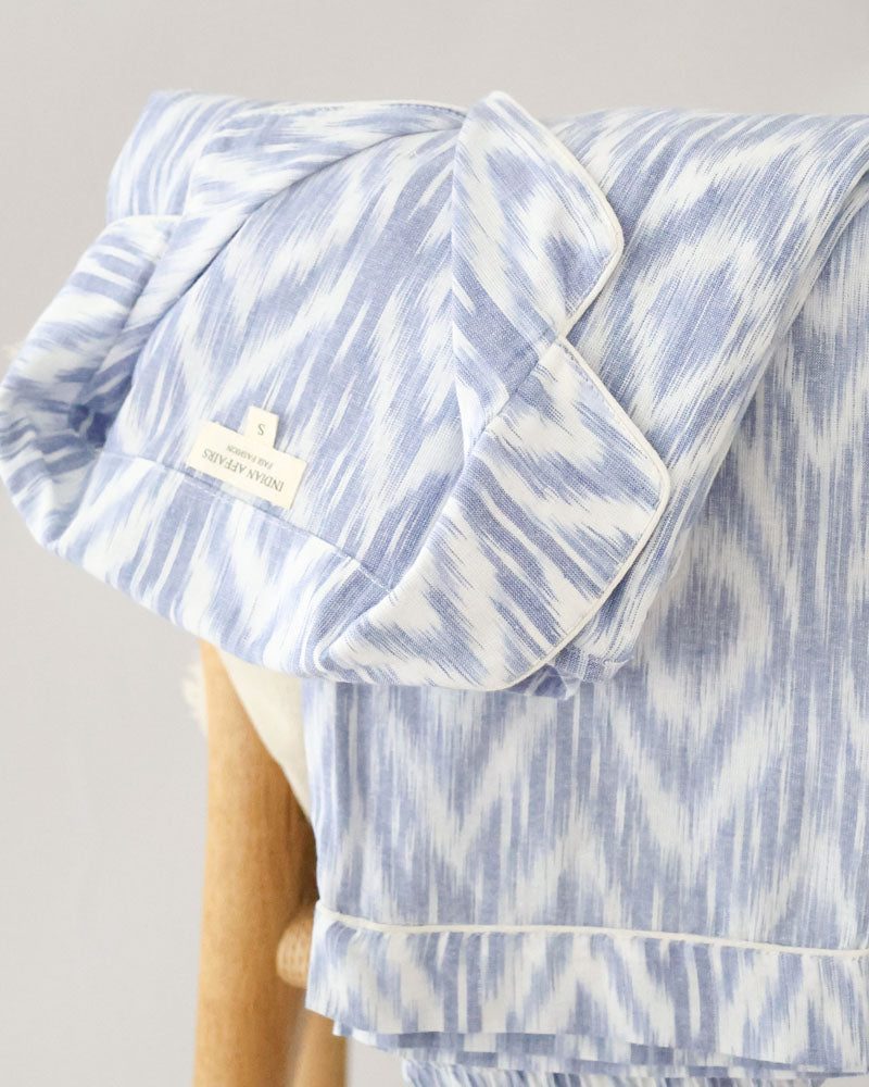 Damen Pyjama Ikat blau