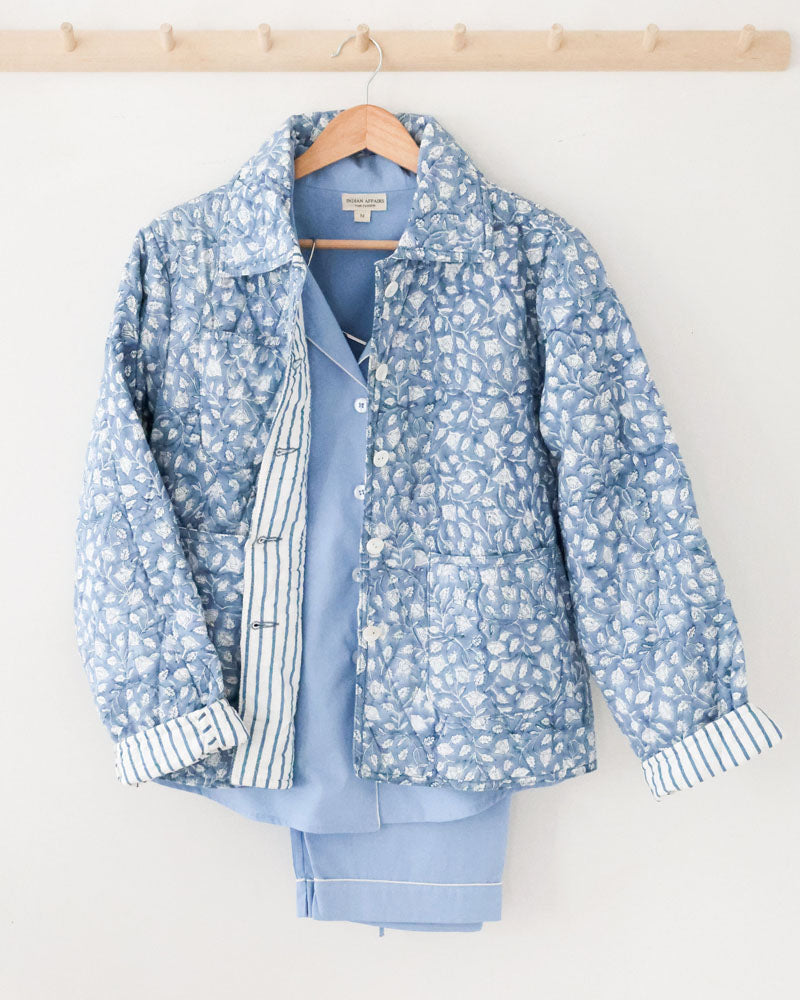 Damen Steppjacke blau gemustert