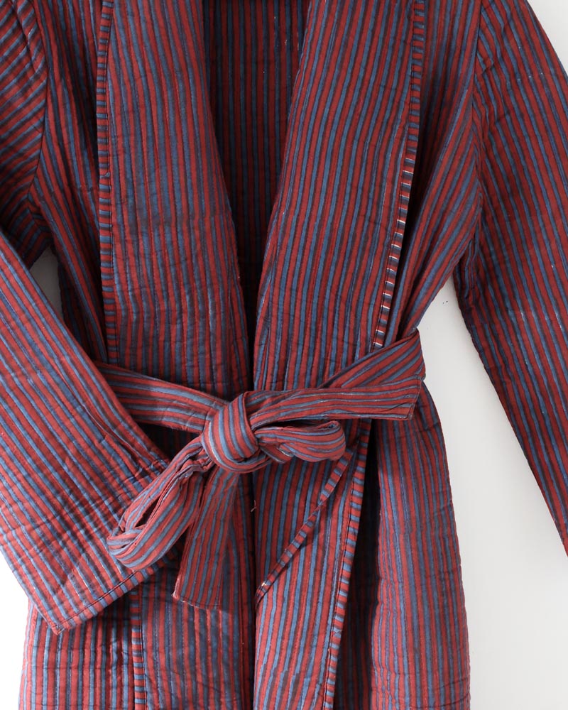 Damen Morgenmantel Loungewear bordeaux gestreift