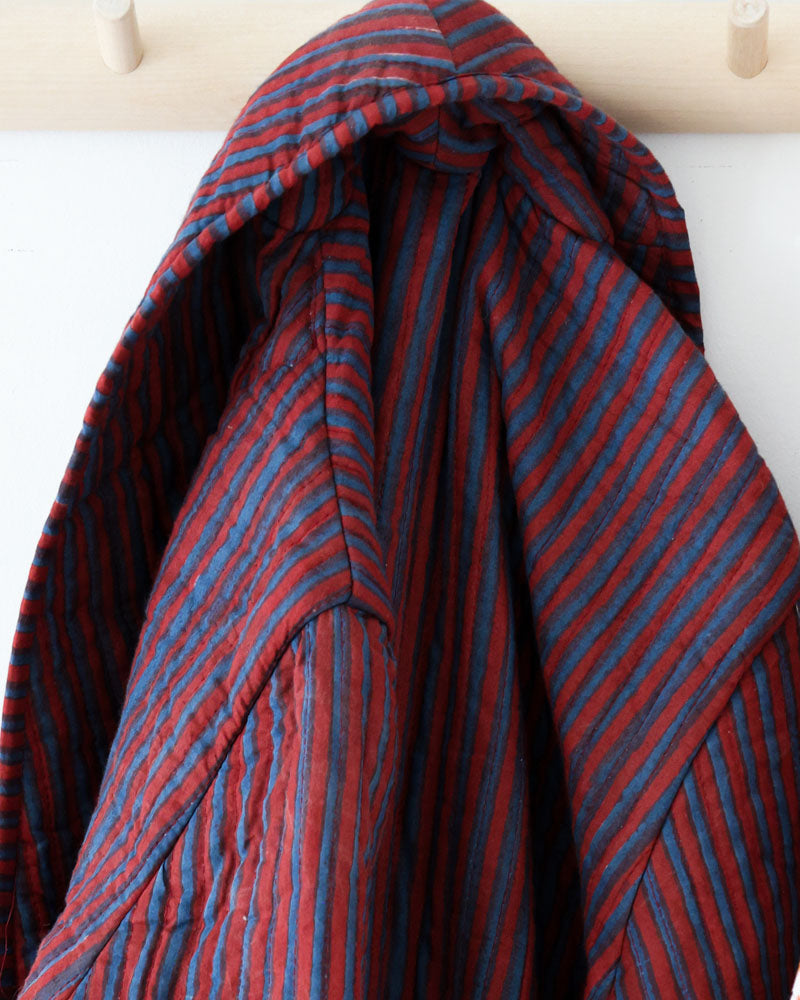 Damen Morgenmantel Loungewear bordeaux gestreift