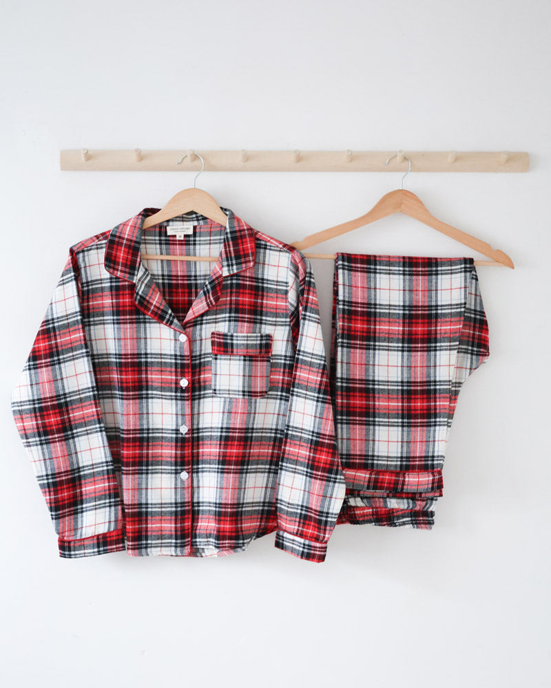 Damen Pyjama kariert Flanell
