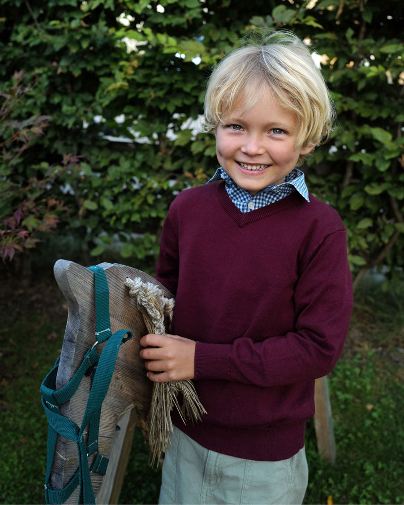 Unisex Kinder Baumwoll Pullover bordeaux