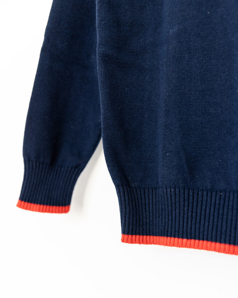 Unisex Rundhals-Pullover dunkelblau Baumwolle